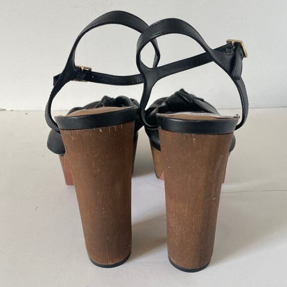 NWT BCBGMaxAzria Black Kaleesi Stack-Heel Platform Leather Sandals • Size 8.5 ⬇️ - Picture 6 of 7